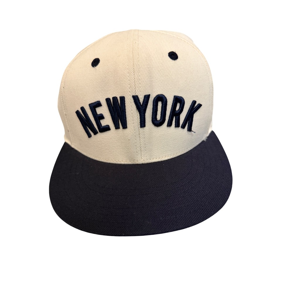 American Needle New York Cooperstown Collection Snapback Hat Navy Cream Mens